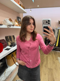 Bompard Twin-set gilet rose cachemire 30/07