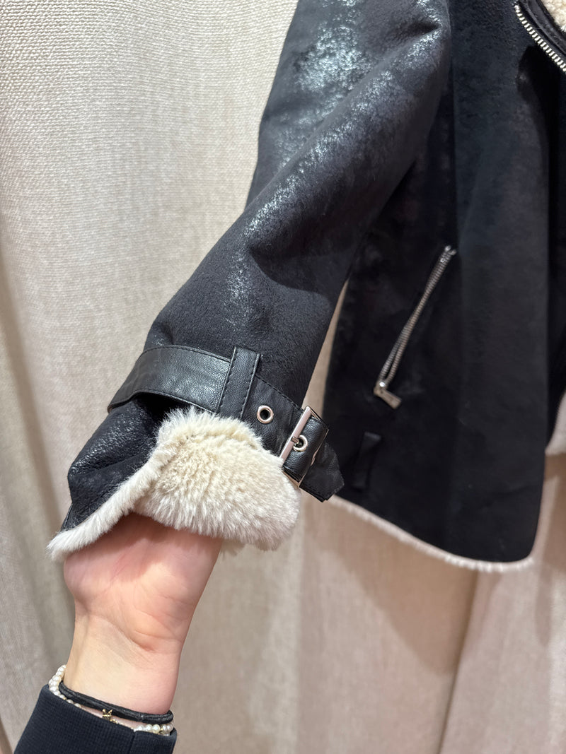 Veste noire Trussardi Jeans T.L - effet peau lainée