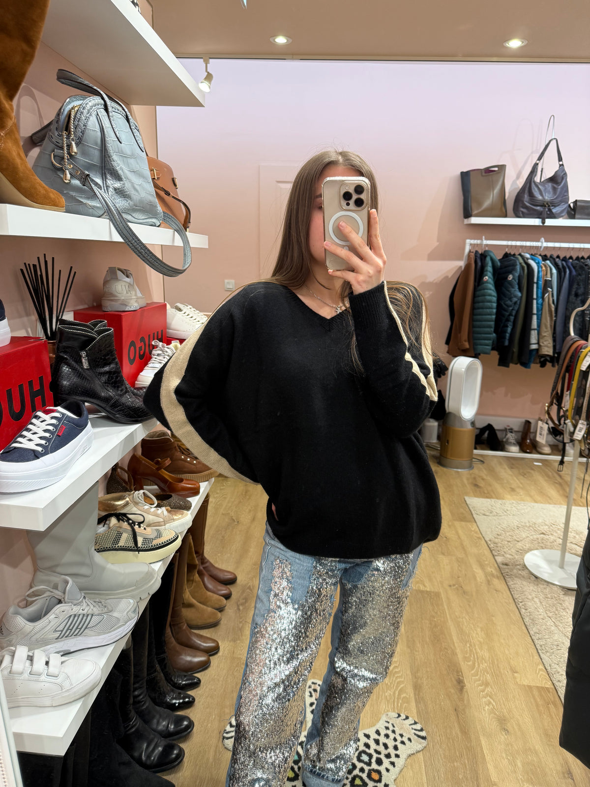 Pull noir bandes beige Weill T.L