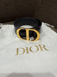 Ceinture noire Dior, bijouterie dorée T.70 cm 21/09