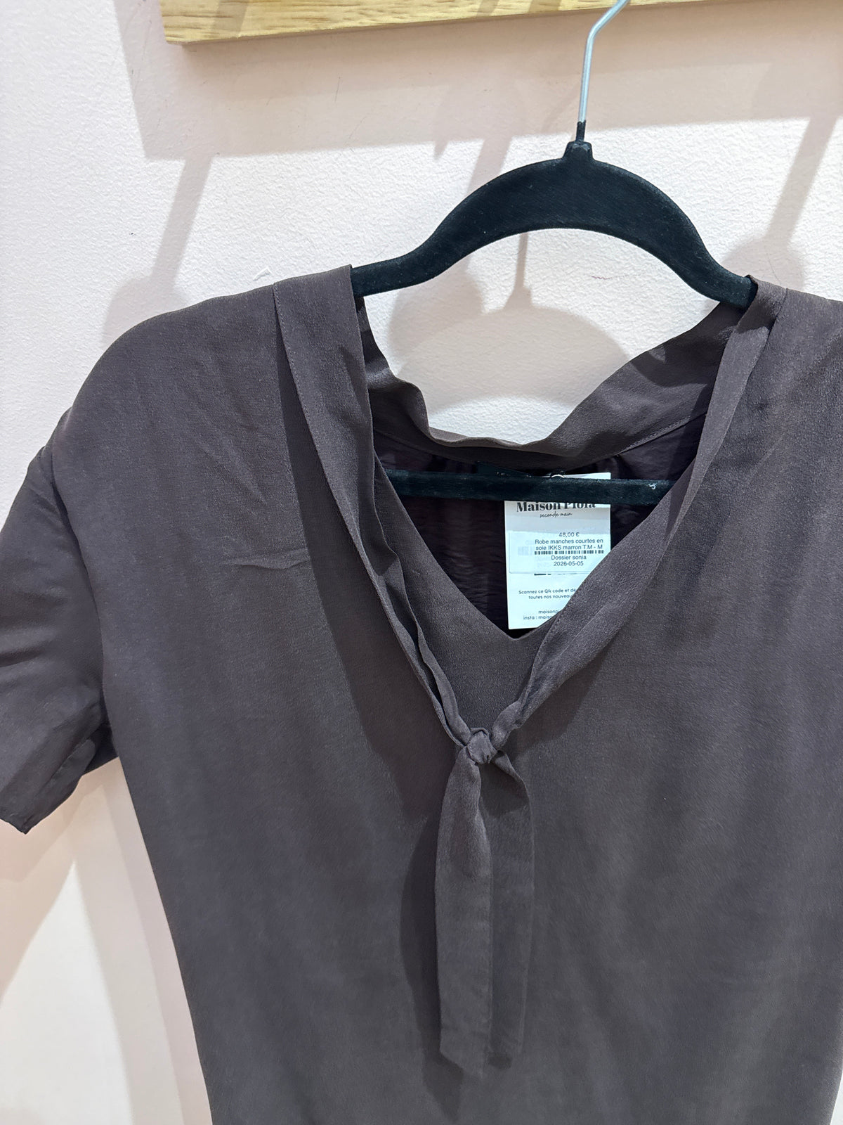 Robe manches courtes en soie IKKS marron T.M