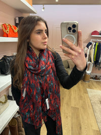 One Step - Foulard fin rouge/vert - TU