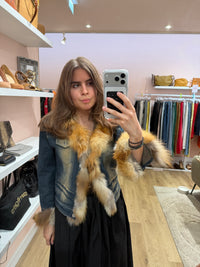 Veste en jean et fourrure T.38 08/08