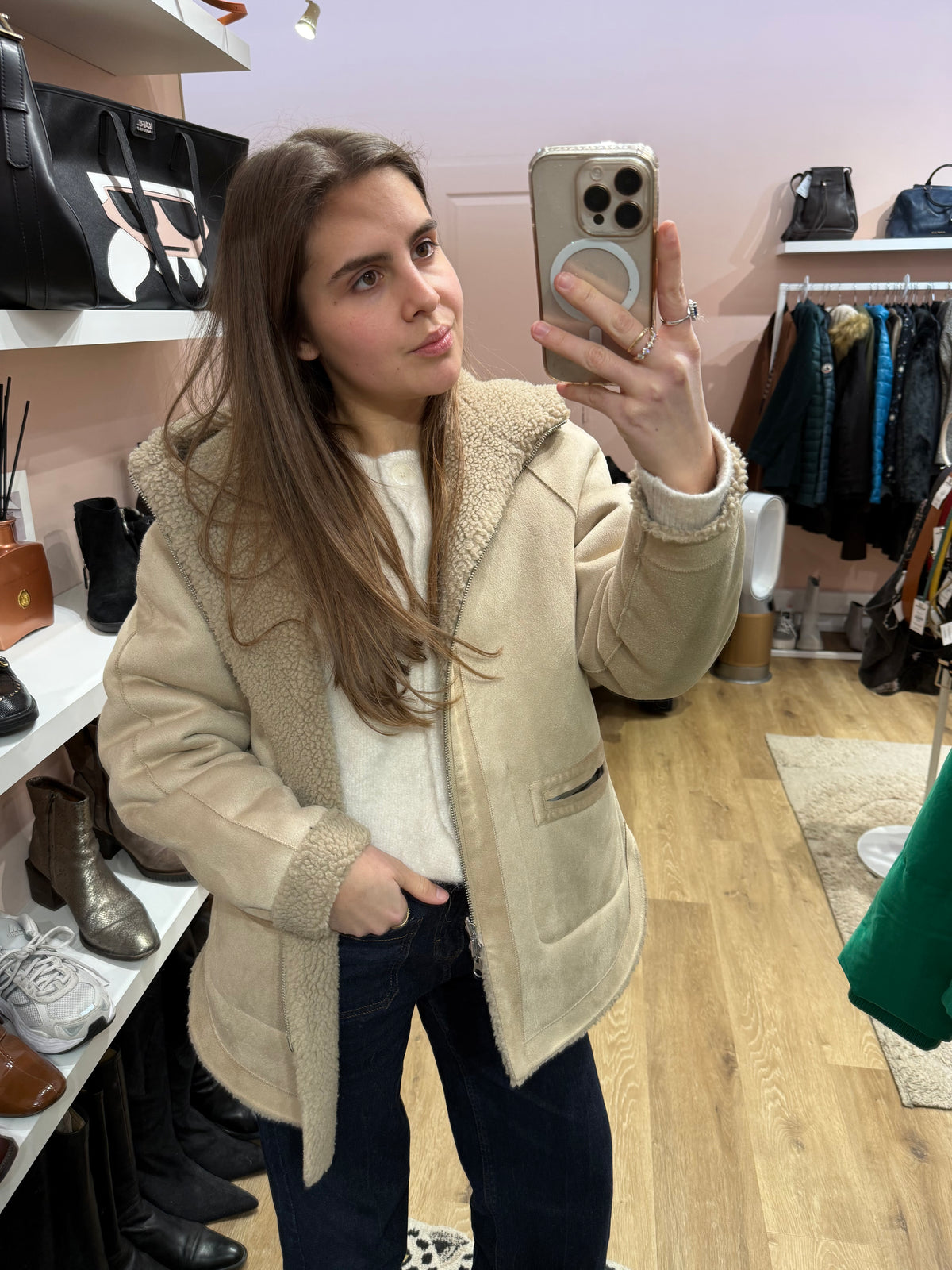 Veste beige fausse fourrure Weill T.S