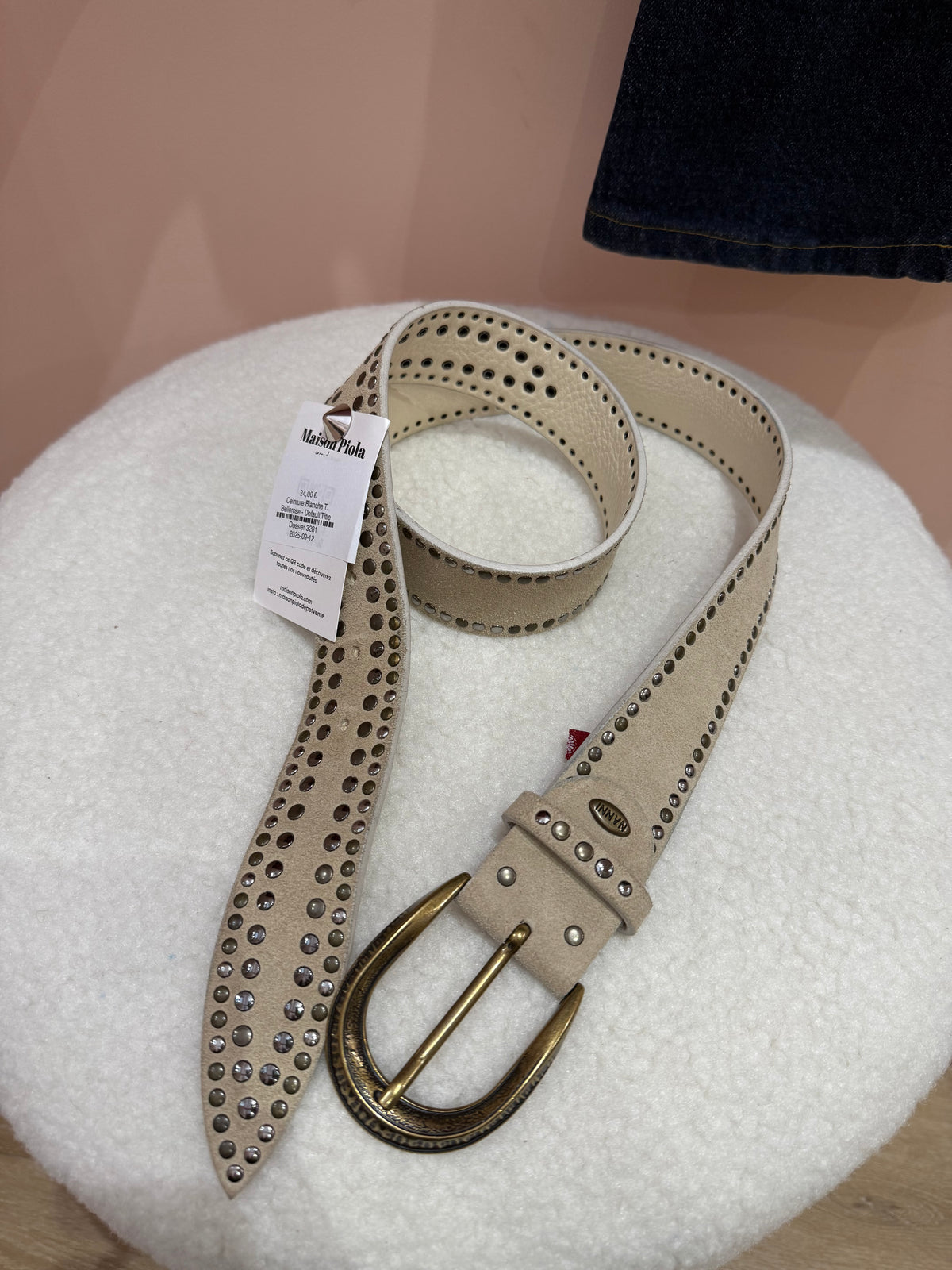 Ceinture Beige T.90 Daim