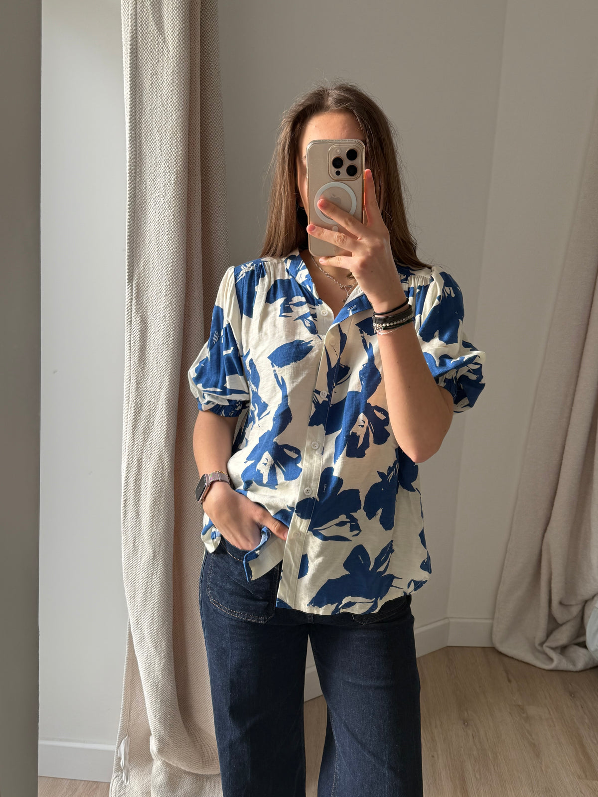 Chemise bleu et blanche ycoo Taille S/M
