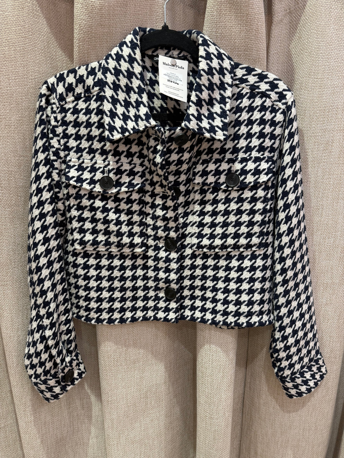 Veste courte bleu pied-de-poule Only T.S