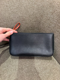 Pochette noir orange Longchamp cuir