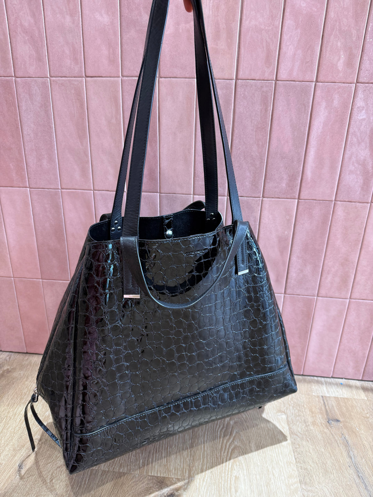Sac noir croco Jérôme Dreyfuss 24/06