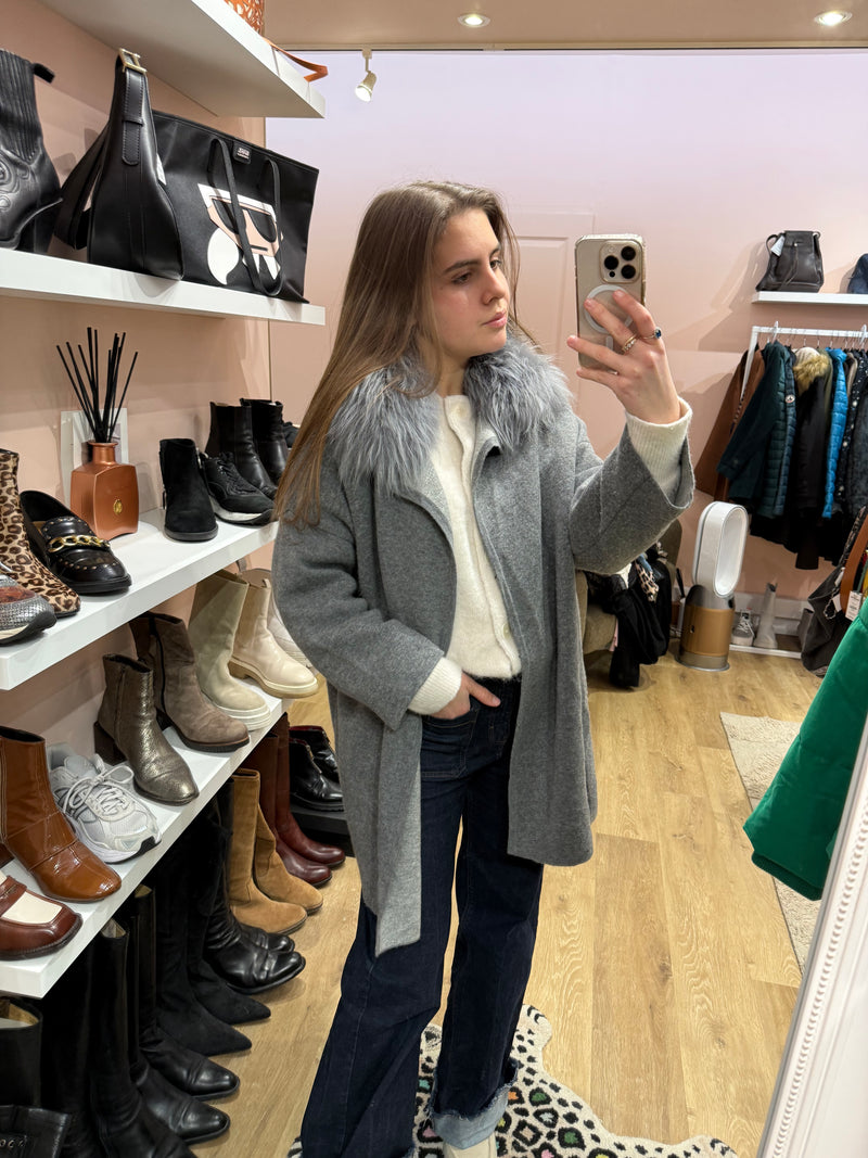 Gilet gris Weill T.44 fourrure / laine / cachemire