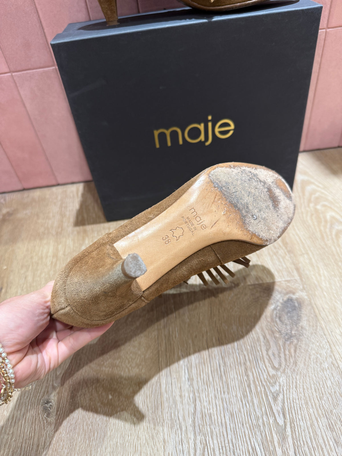 Bottines camel franges Maje T.38