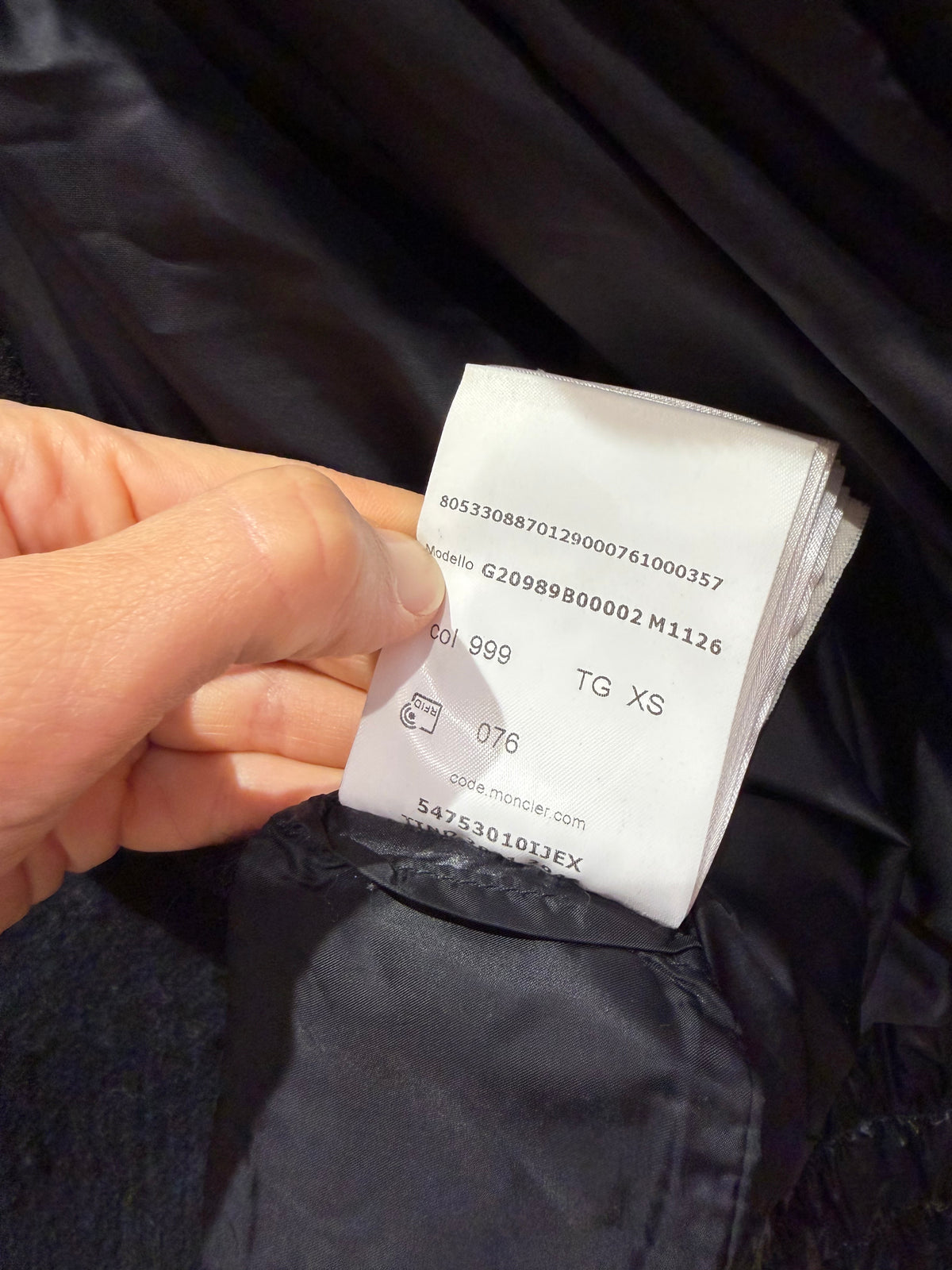 Veste moncler T.XS taille grand (36/38) 19/10