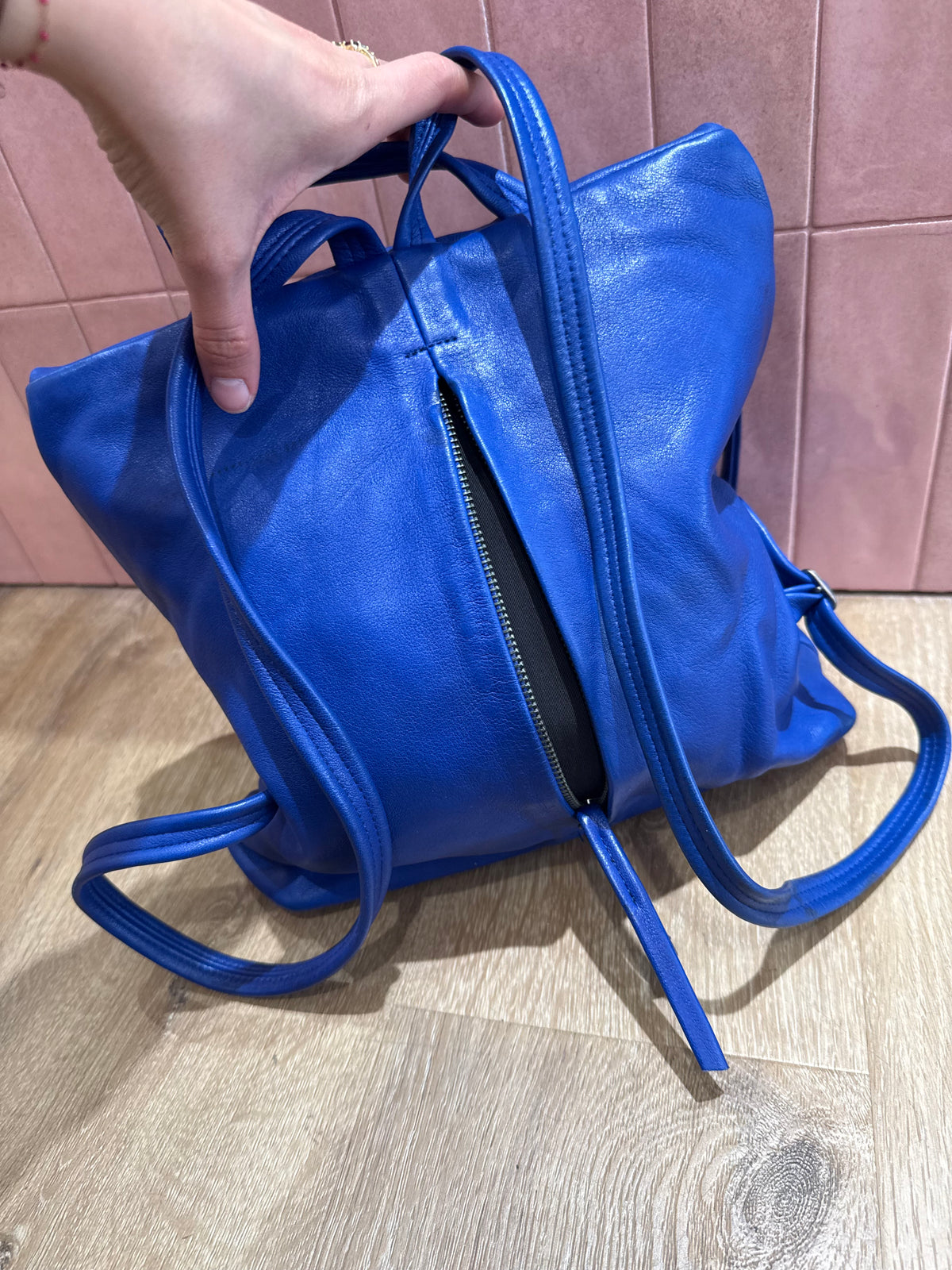 Sac à dos bleu roi cuir Naterra 27/05