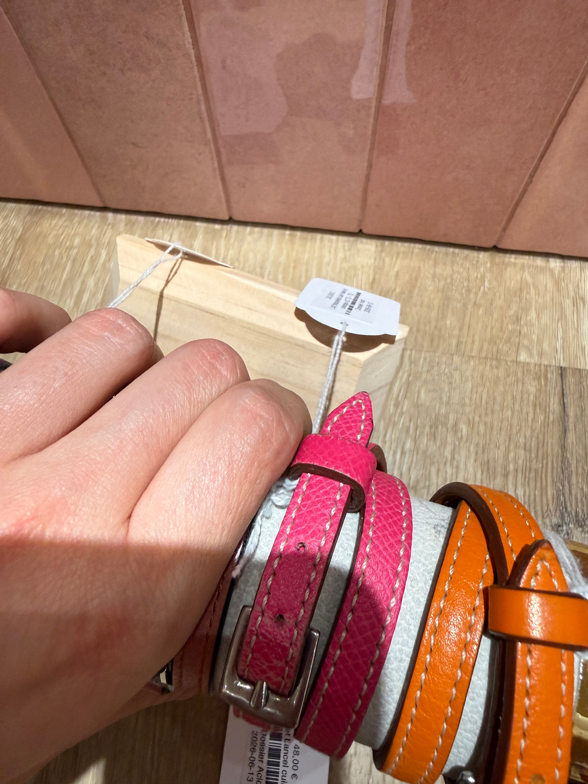 bracelet cuir rose
