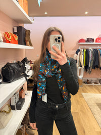 One Step - Foulard orange léopard bleu - TU