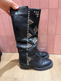 Bottes noires à clous en cuir lisse Semerdjian T.37 27/08