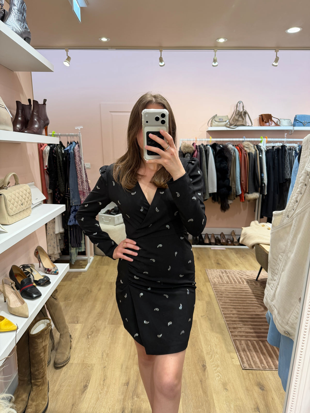 Robe motif cachemire en strass Maje - Noir - T.36 21/09