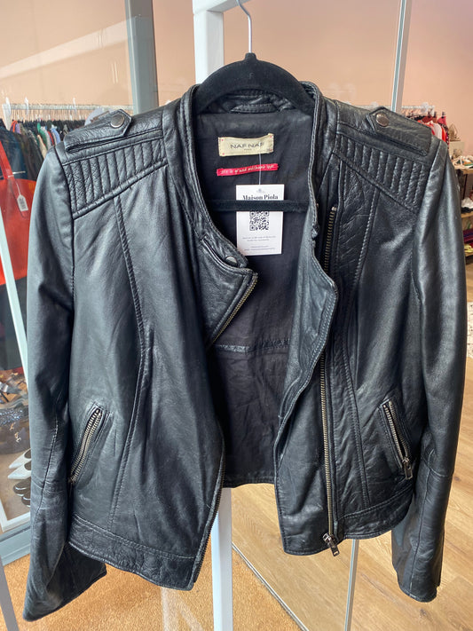 Veste en cuir Naf Naf T.38