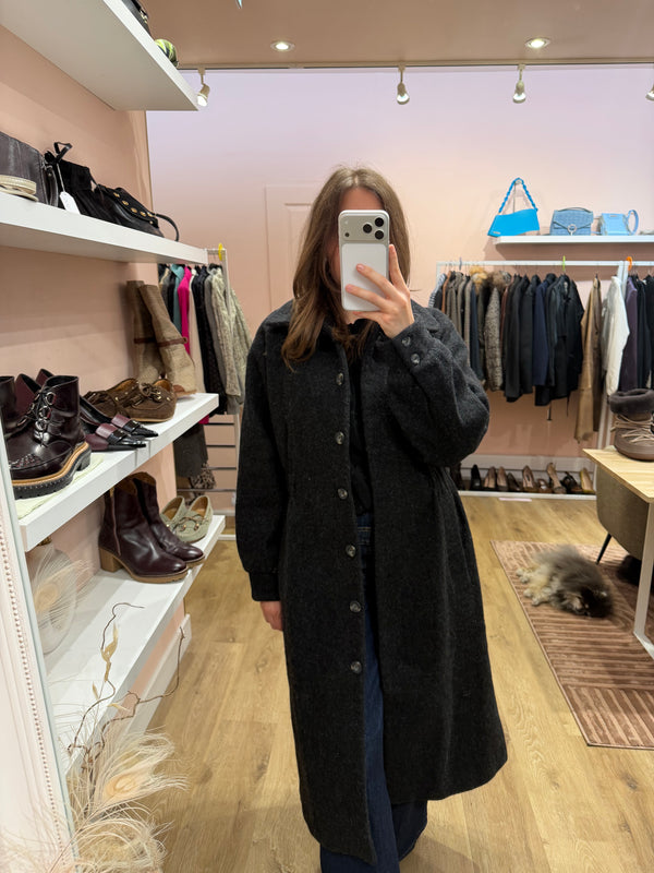 ba&sh - Manteau long noir chiné - T.M 07/09