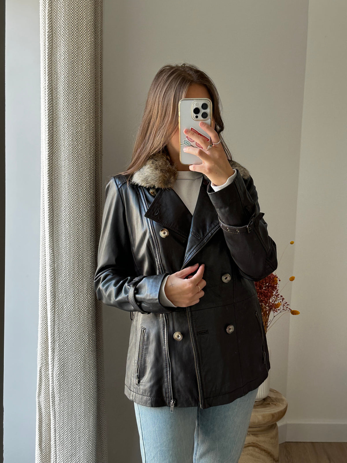 Veste en cuir Caroll Taille 40