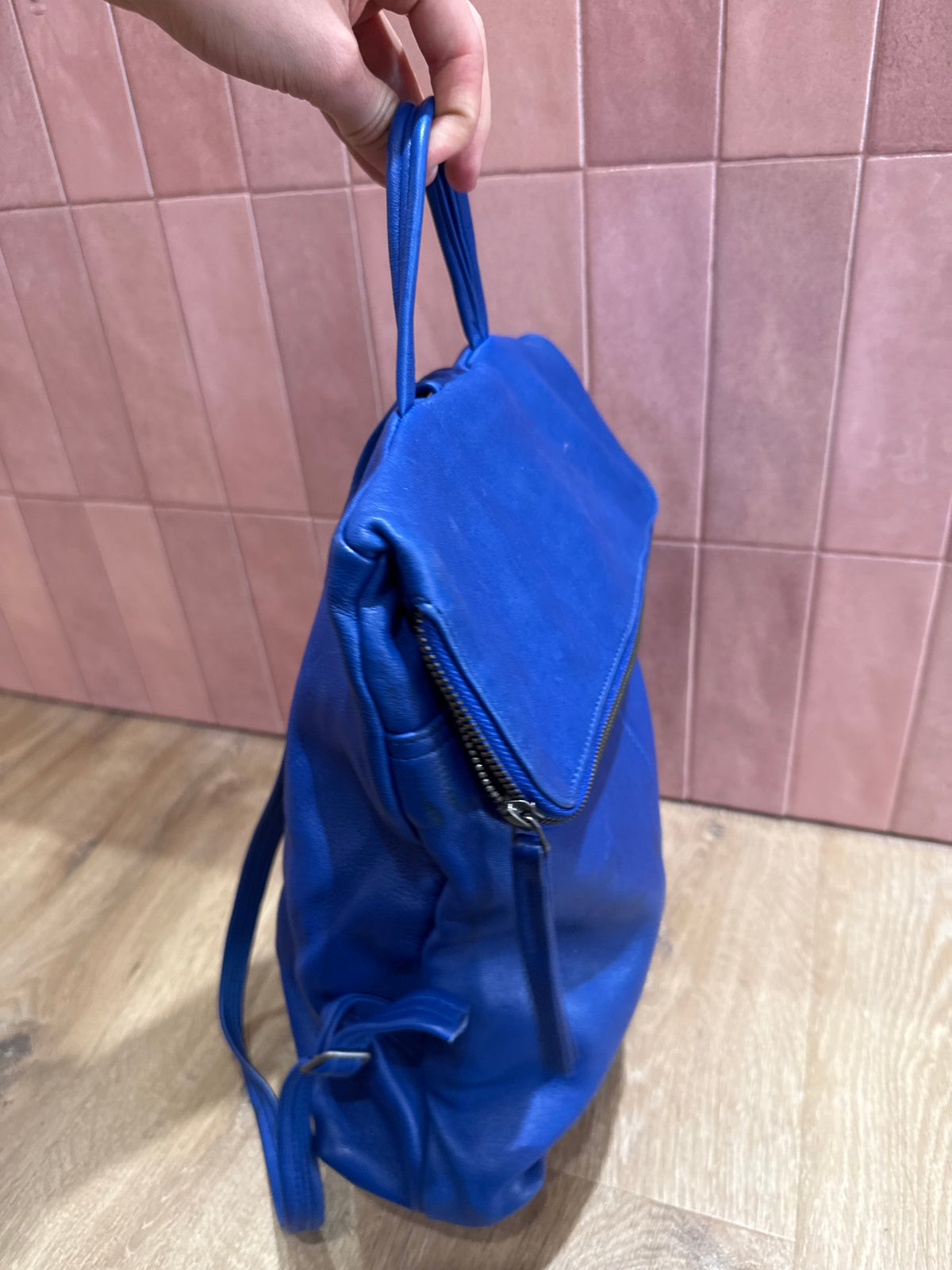 Sac à dos bleu roi cuir Naterra 27/05