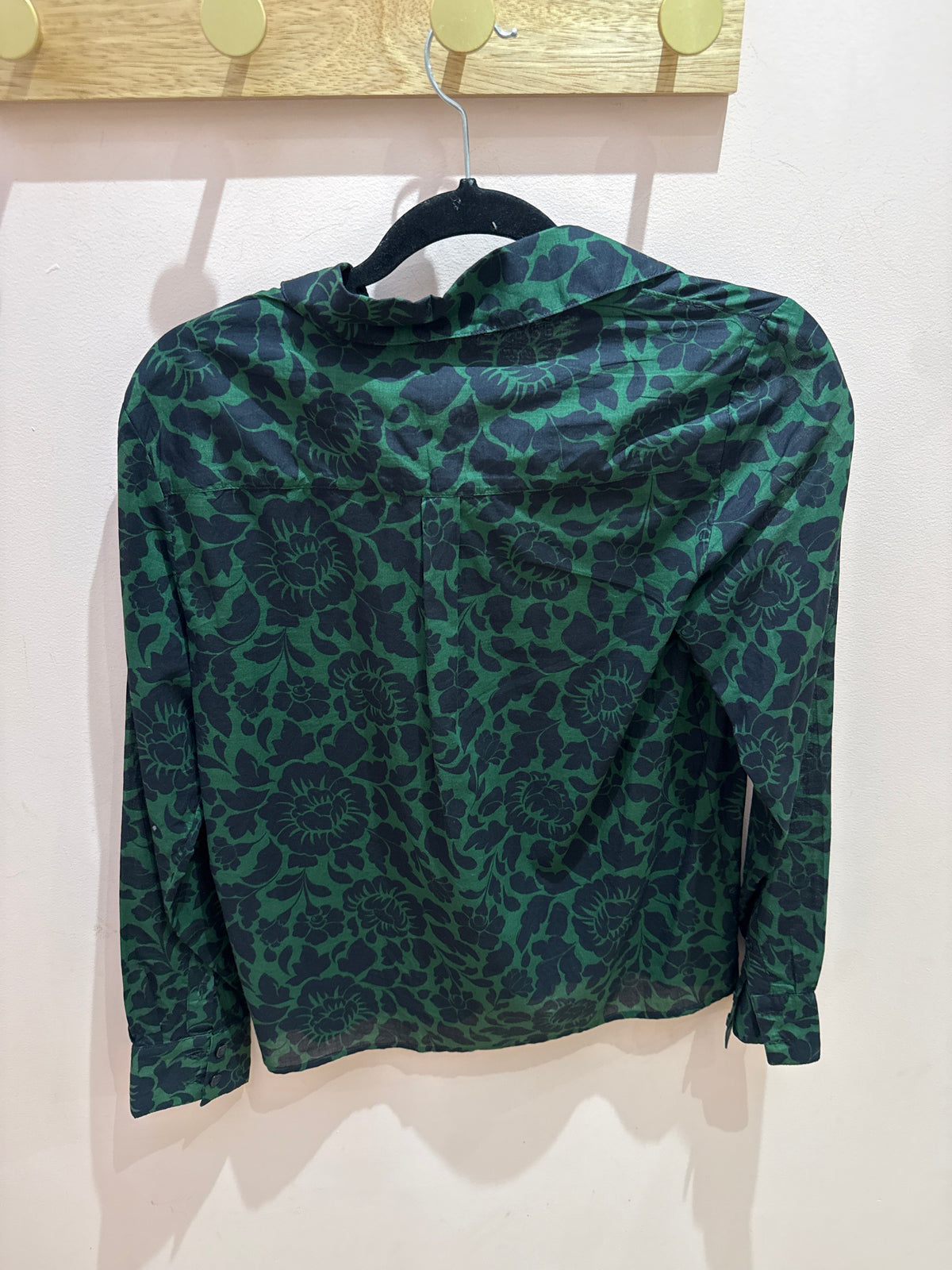 Monoprix Chemise ML Noir et verte T.38