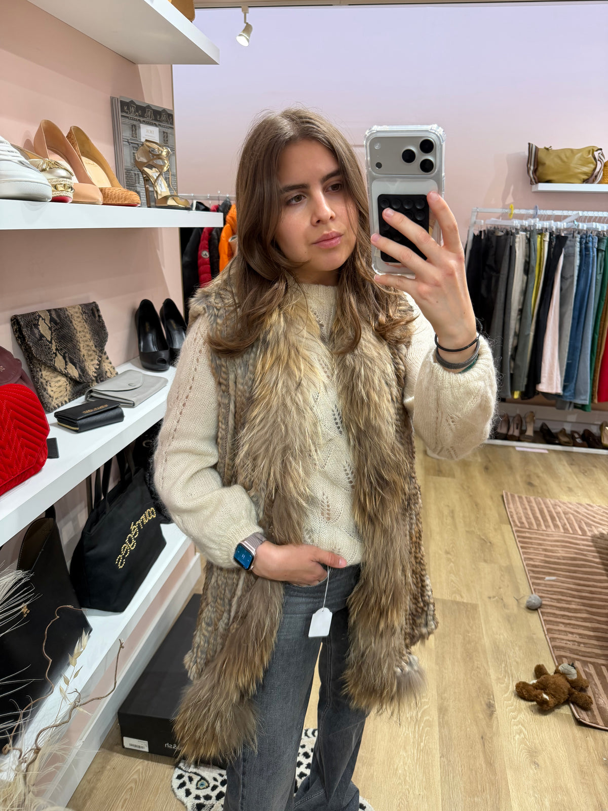 Veste sans manches vraie fourrure T.unique 18/08