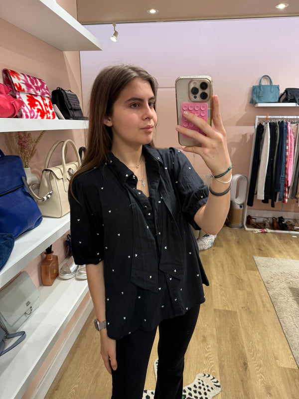 i.code chemise noir mc coeur blanc T.XL 31/05