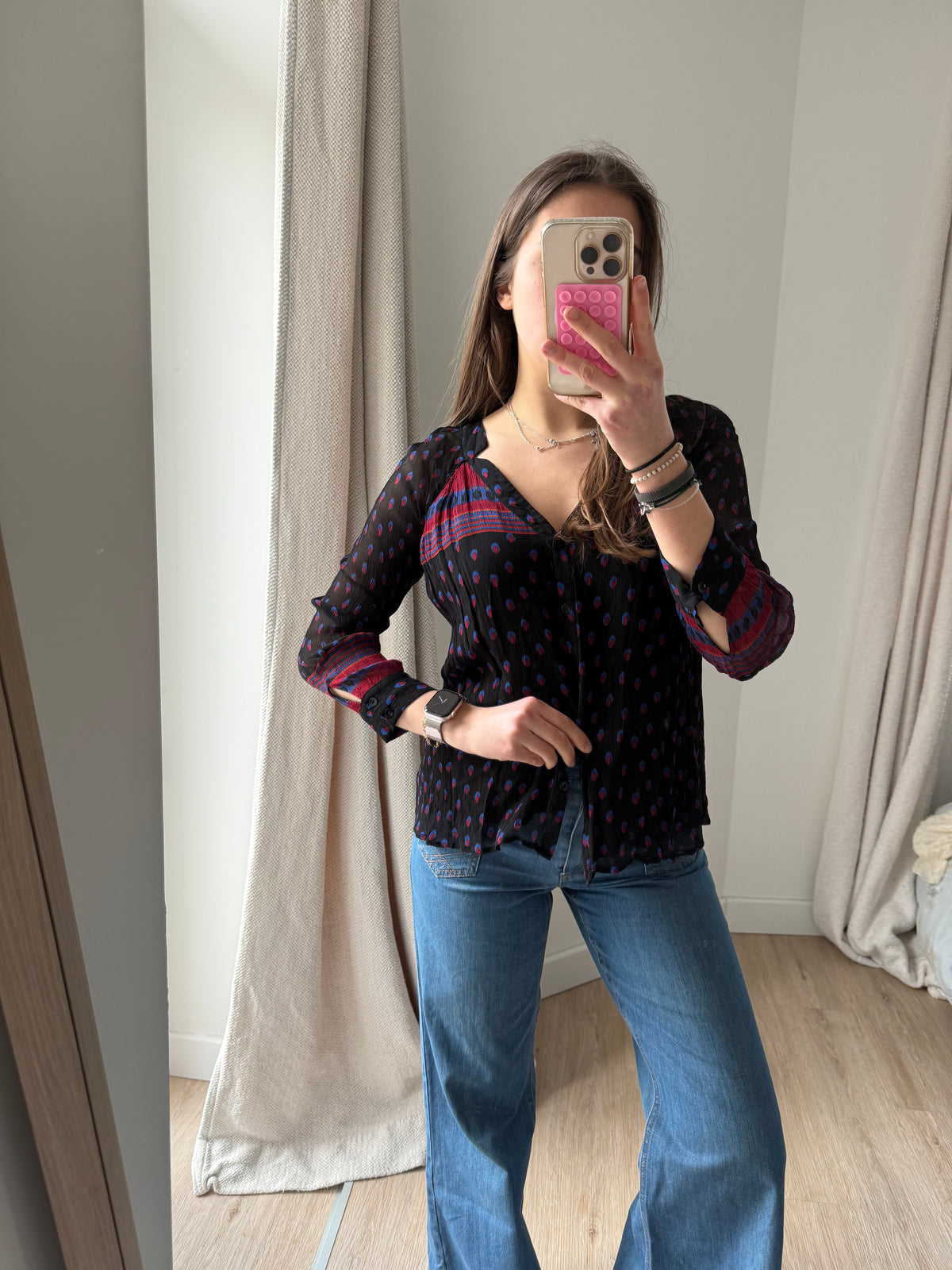 Blouse Ba&sh noire et rouge T.XS