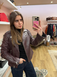 Veste en cuir Zapa T.38/40 bordeaux