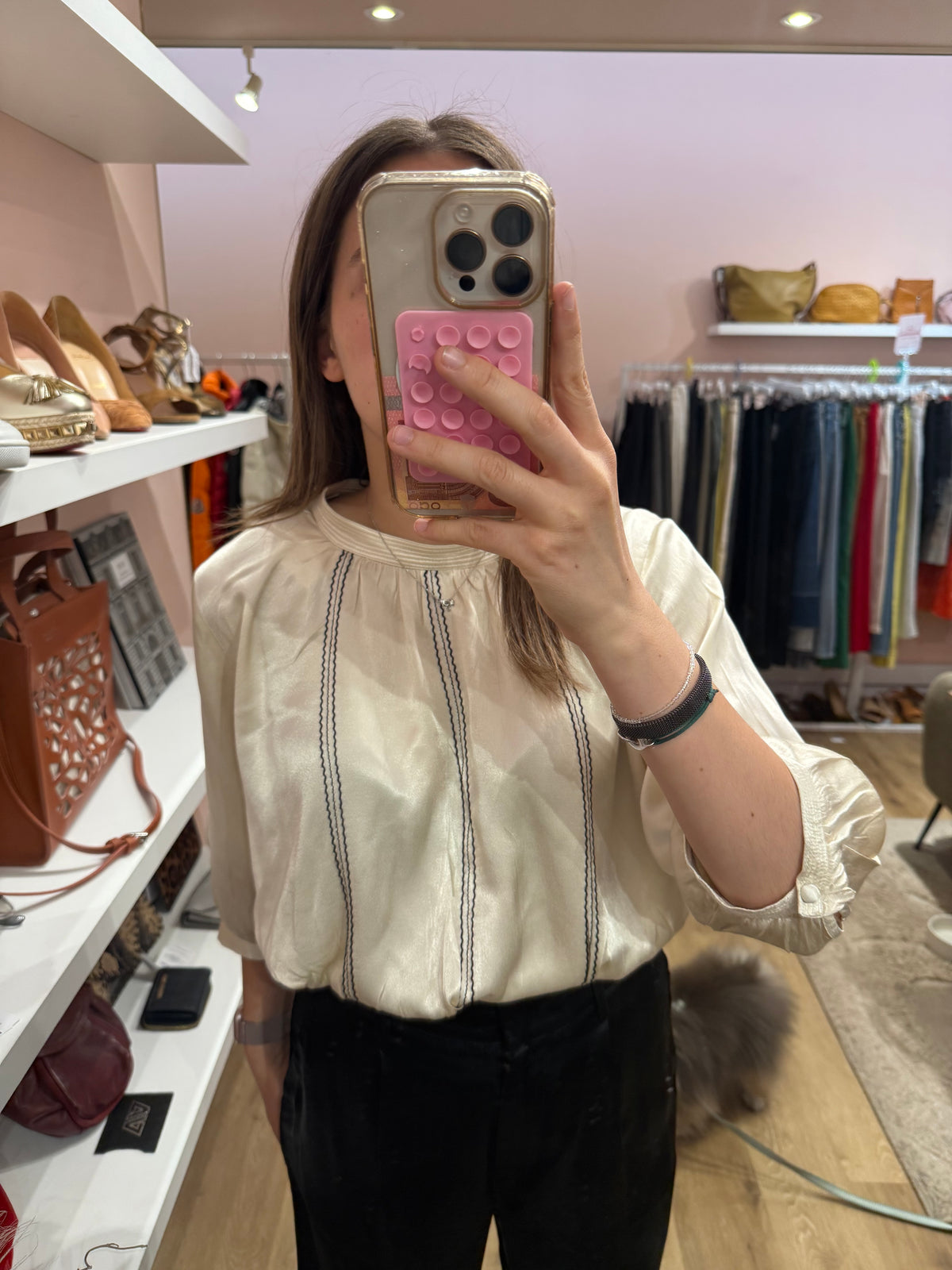 Sessùn Top beige en satin T.M 24/07