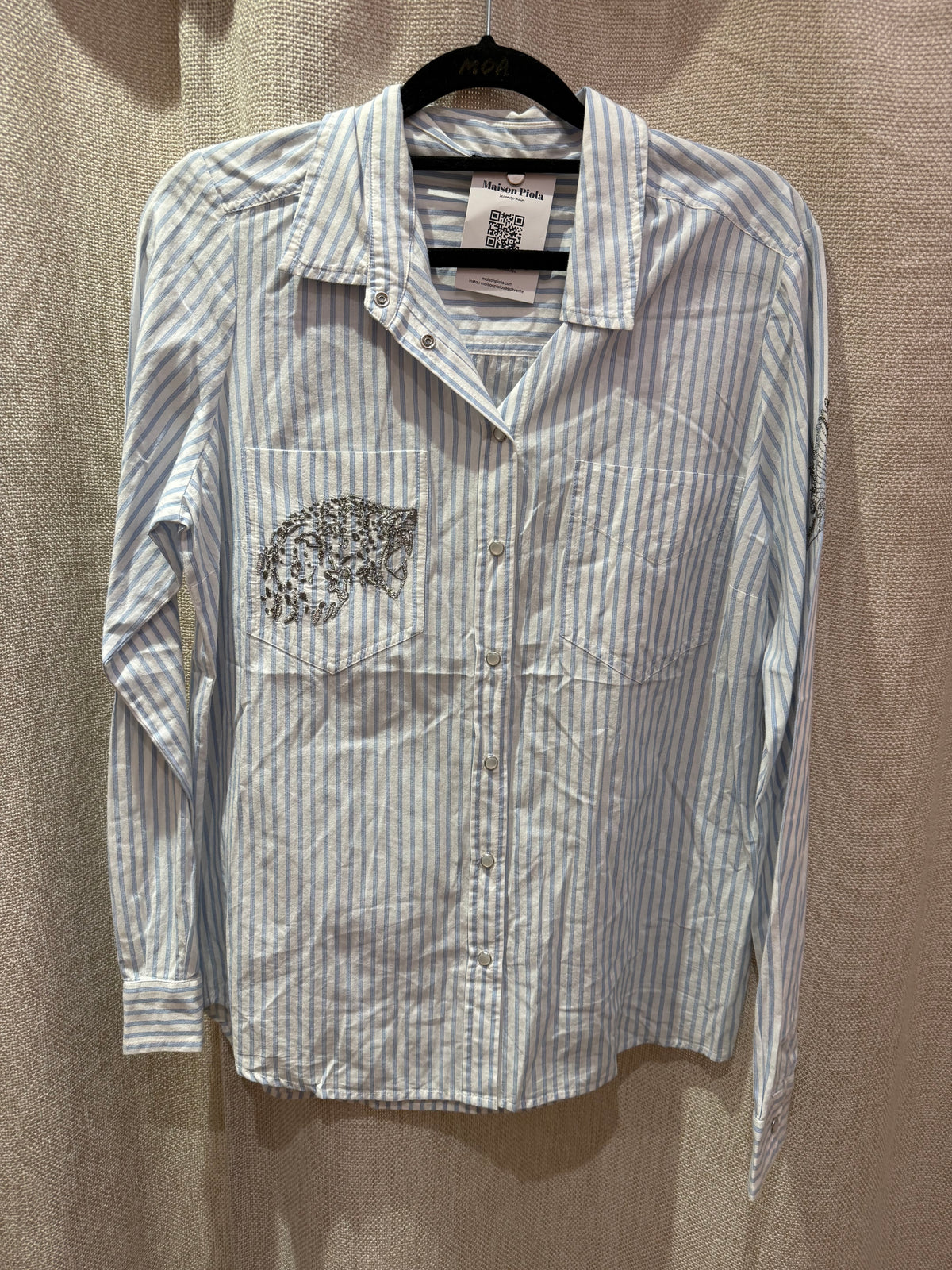 Chemise bleu ciel IKKS rayures T.36