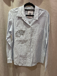 Chemise bleu ciel IKKS rayures T.36