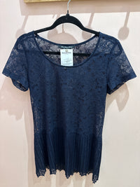 Robe bleu marine dentelle T.40