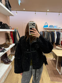 Doudoune noire bouclette oversize H&M T.XS/S 06/09