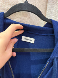 Zadig & Voltaire - Sweat-shirt bleu à capuche, détail rouge - T.L 11/09