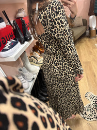 Robe IKKS longue beige léopard T.36