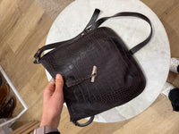 Sac Longchamp marron croco TU