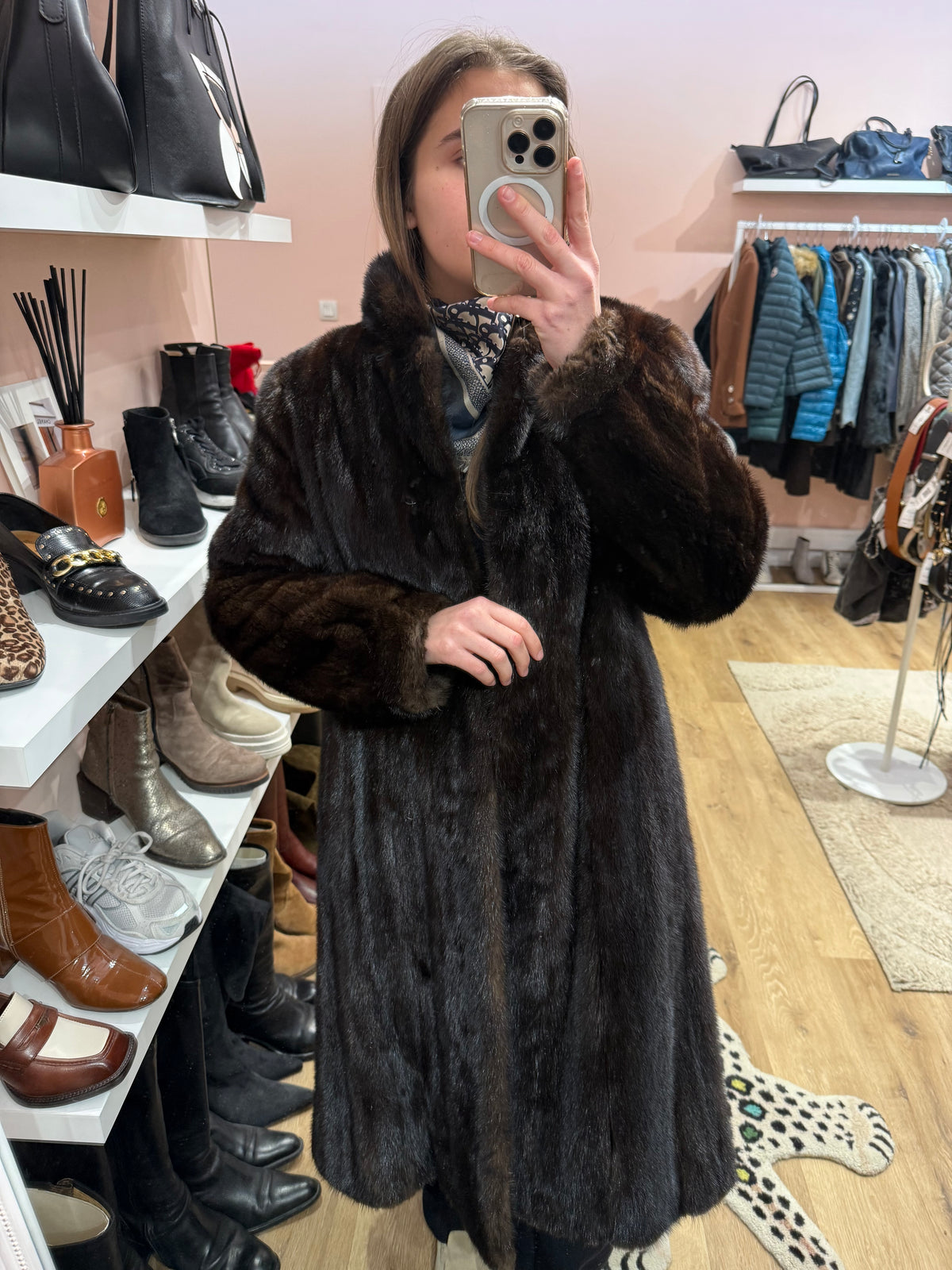 Manteau en vison marron T.S/M