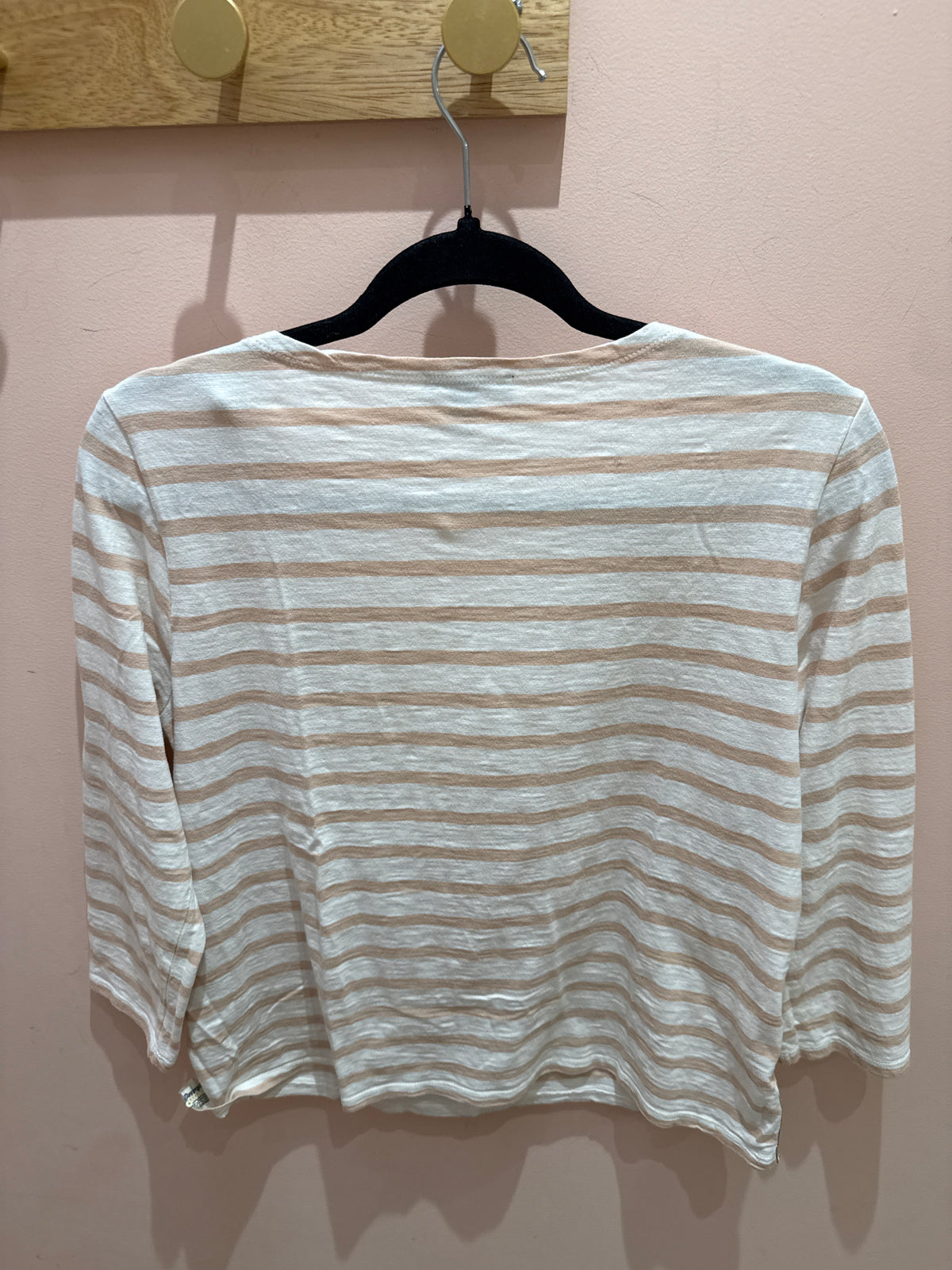 J.Crew Top beige rayures manches longues T.M