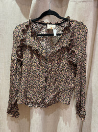 Blouse rose et beige manches longues Sézane T.36