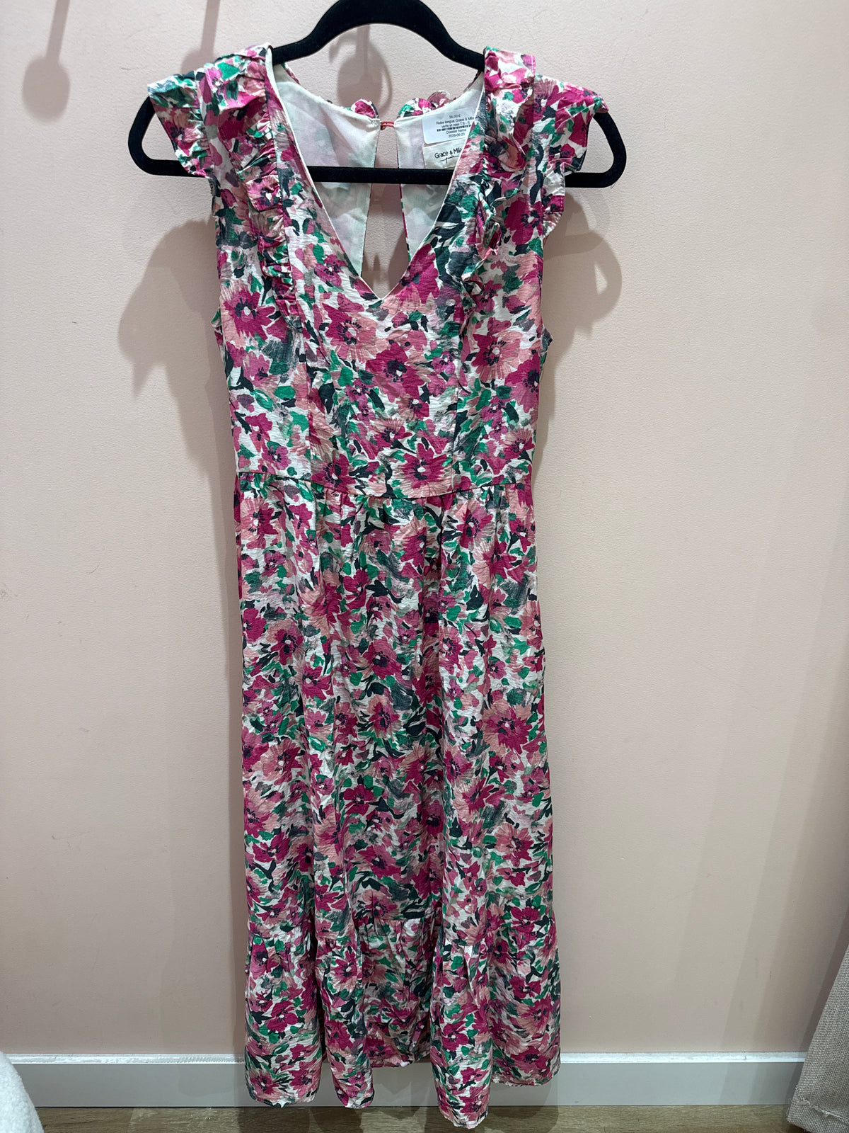 Robe longue Grace & Mila verte et rose T.S 20/06