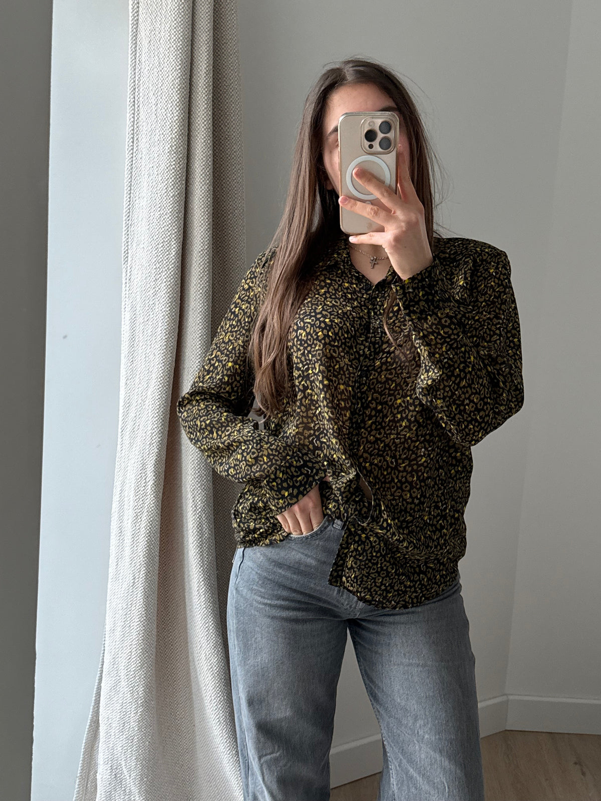 One Step - Chemise noire léopard vert - noir léopard vert - 44