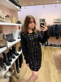 Robe noire en laine, détail strass à l’avant, Sonia Rykiel - T.L 01/10