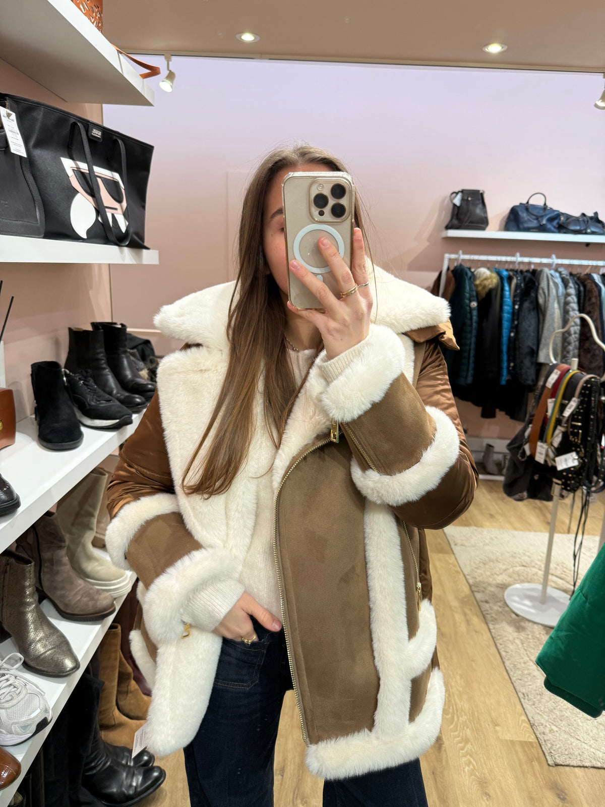 Doudoune marron et blanc Weill T.36/38