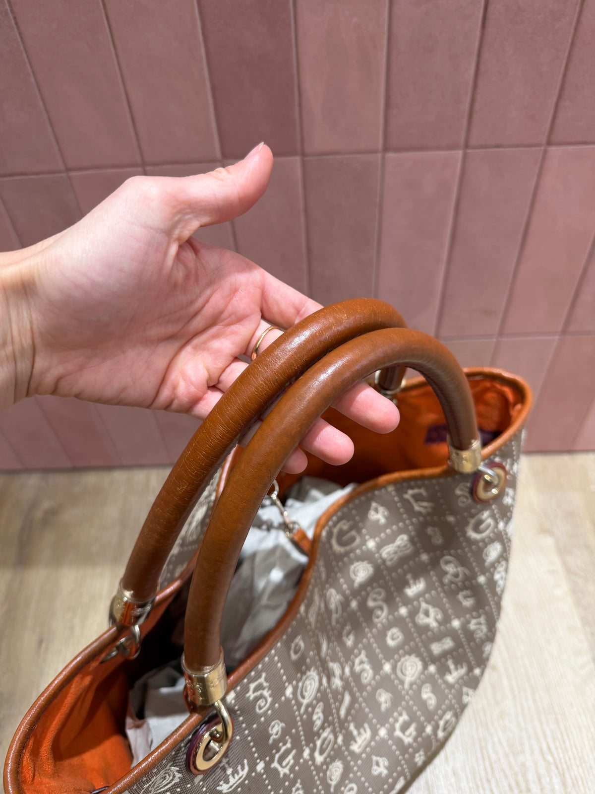 Sac beige et orange Lancel 21/10