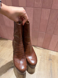 Bottines à talons marron croco Paris Texas T.39 15/09