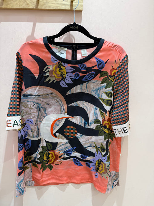 Maison Scotch Orange et bleu noir T.L - Blouse