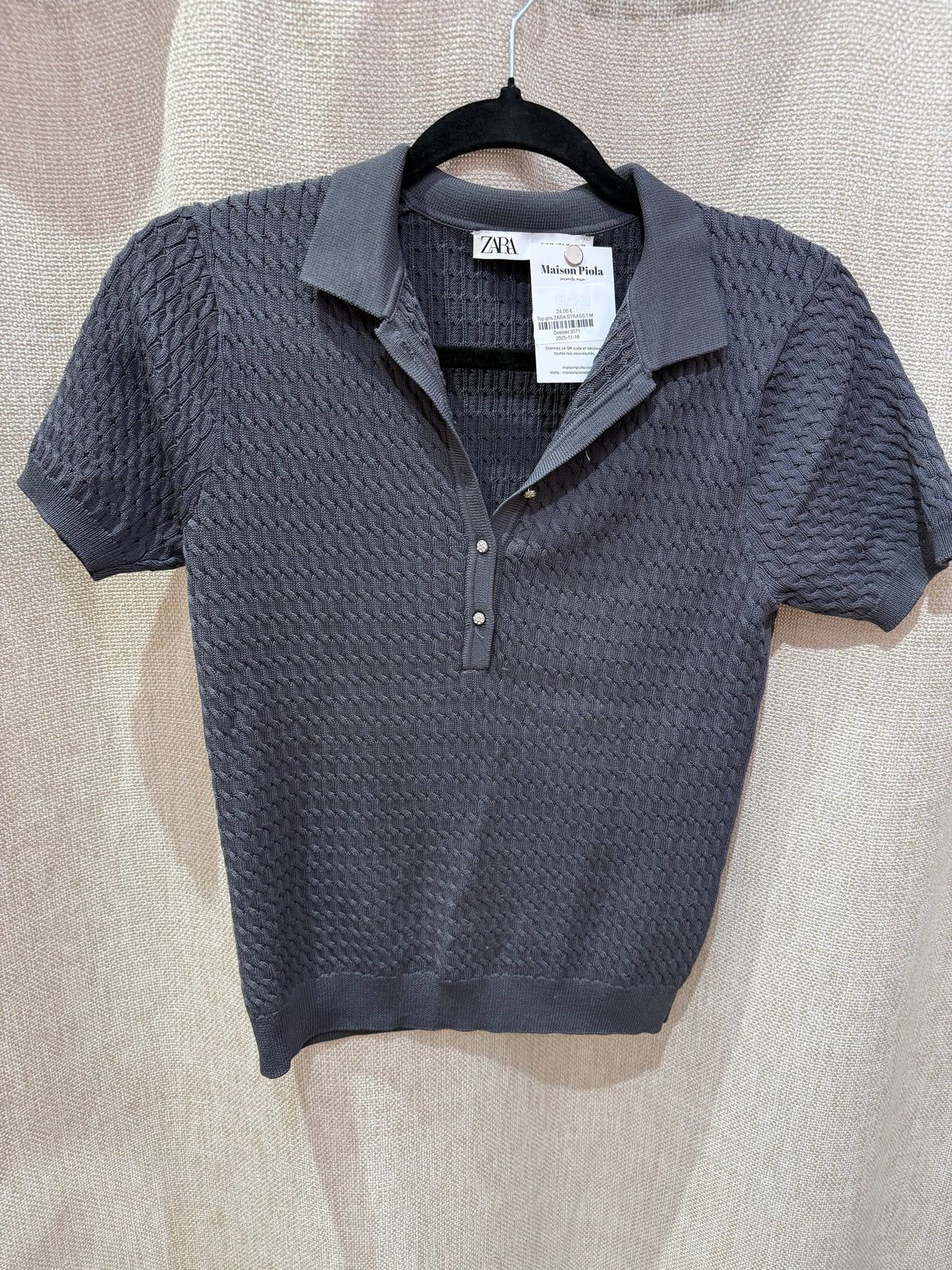 Top gris ZARA STRASS T.M