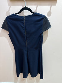 Robe bleu marine détails cuir Zapa